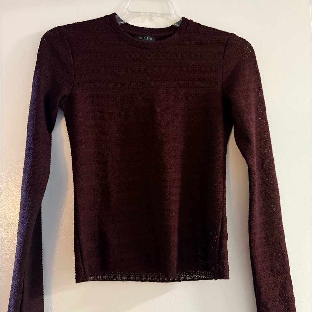 Rag & Bone Julia Burgundy Long Sleeve Knit Top